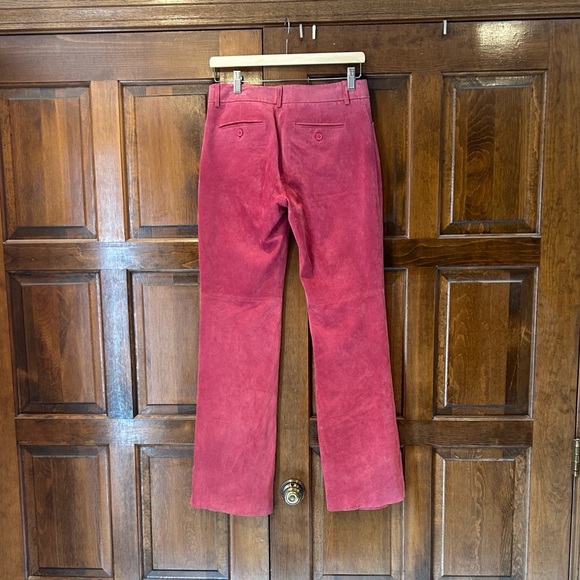 Moda International Y2K Christie Fit Retro Pink 100% Leather Flare Leg Pants 6 - Picture 2 of 9